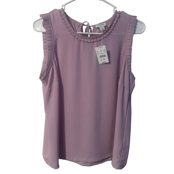 J.Crew Sleeveless Top Ruffle Neck Tie Back Blouse Lavender Purple Size 6 - Picture 2 of 5
